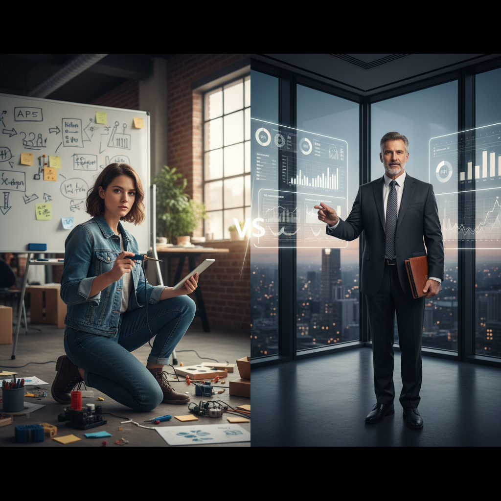 Entrepreneur vs Executive: Leading at Different Levels – illustration for Entrepreneur vs Business Owner: Navigating the Entrepreneurial Evolution (2026 Guide)